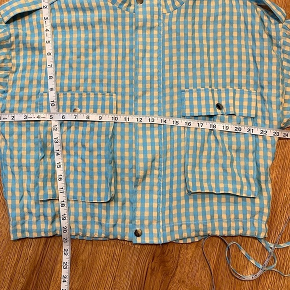 Anthropologie Find Me Now Blue Gingham Women Lightweight Crop Jacket Checkered - Picture 4 of 8